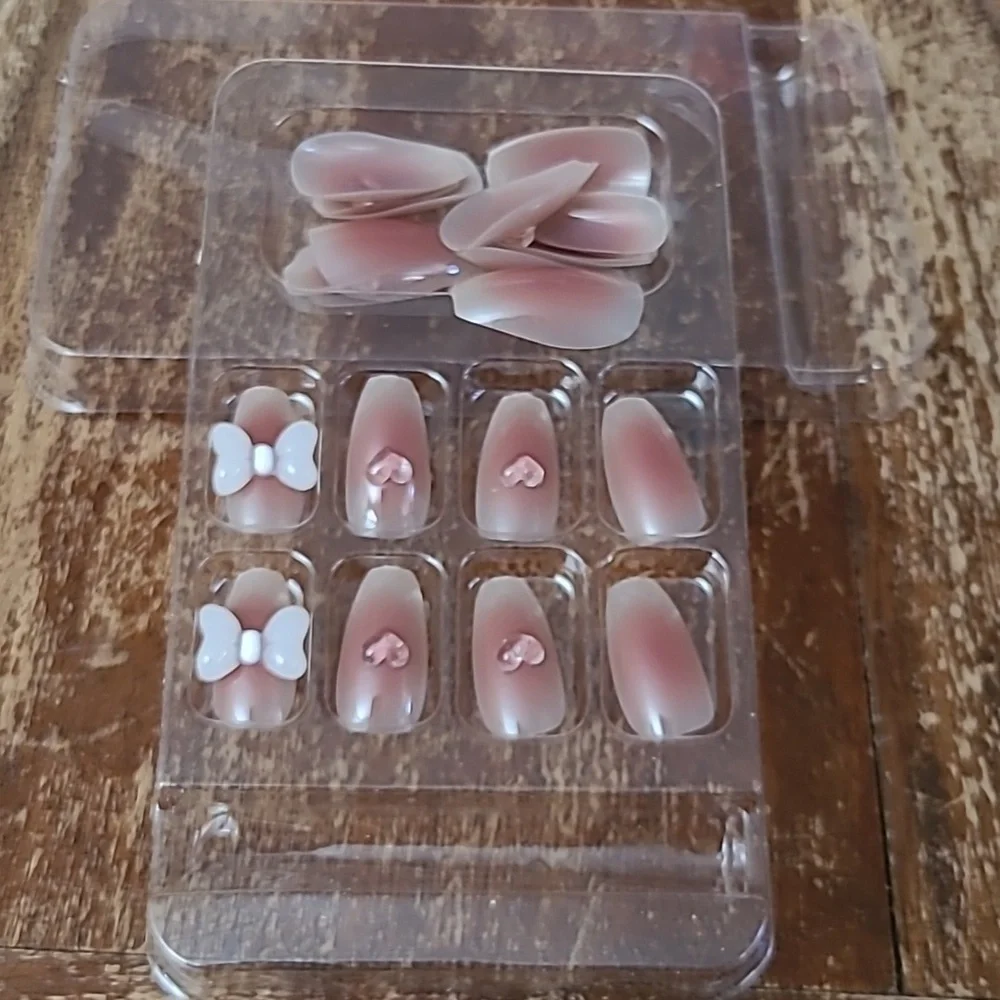 2/$16 Hearts & Bows Coffin Press On Nails